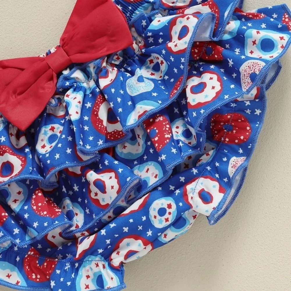 Red and Blue Diaper Cover with Bow